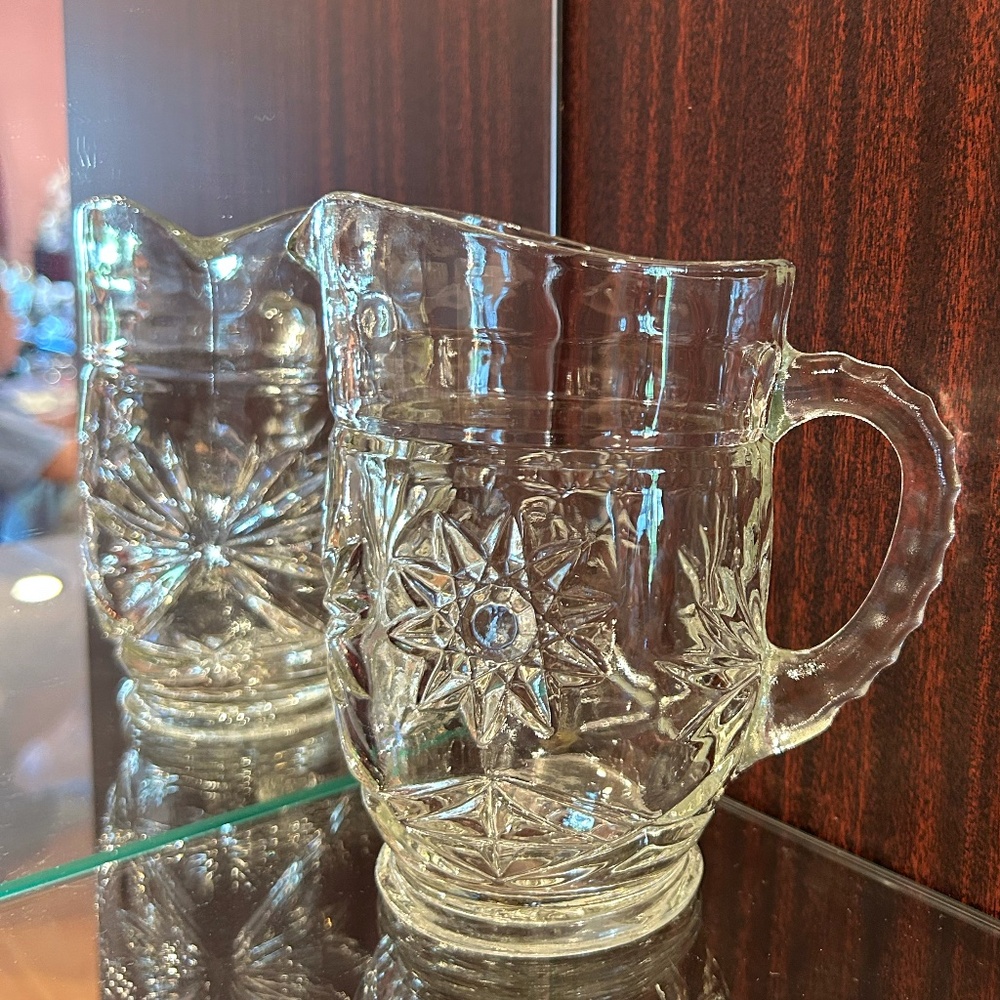 Vintage Anchor Hocking Pressed Clear 16oz Glass Pint Creamer 5.75"High 3.62"Dia.